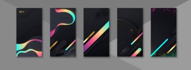 Trendy editable instagram hikayeleri şablonları. Siyah sosyal medya 