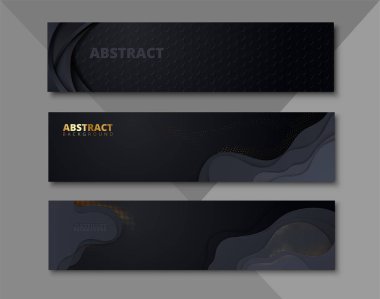 Geometrik desenli siyah soyut afişler kümesi.