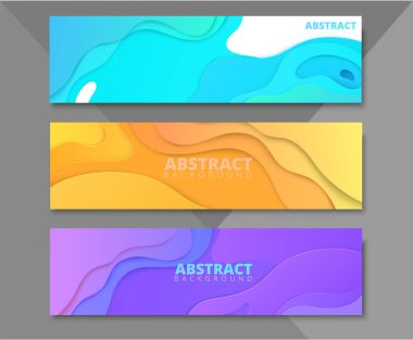 Geometrik desenli soyut renkli afişseti.