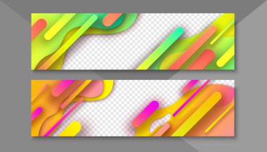 Geometrik desen ve tran ile soyut renkli afiş seti