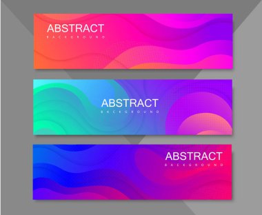 Geometrik desenli soyut renkli afişseti.