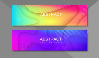 Geometrik desenli soyut renkli afişseti.