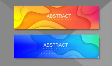 Geometrik desenli soyut renkli afişseti.