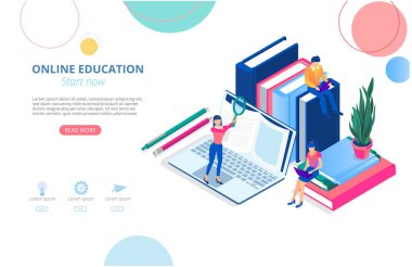 Online eğitim. Dizüstü bilgisayar ile arka plan veya ana sayfa şablonu