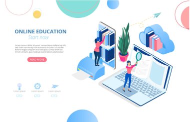 Online eğitim. Aygıtlarla arka plan veya ana sayfa şablonu