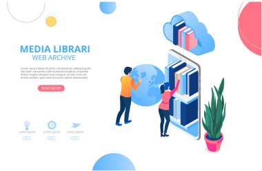 Medya kütüphanesi, web arşivi. Ana sayfa veya açılış sayfası şablonu wi