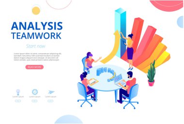 Analiz, takım çalışması, iş işbirliği. İnsanlar la Ana Sayfa w