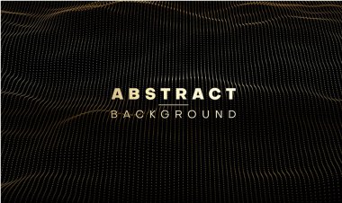 Altın neon dalgalı dijital desen ile soyut arka plan.