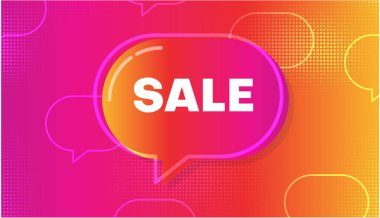 Yaratıcı konuşma balonu ile Satış pembe spektrum promo poster. 