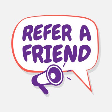 Bir arkadaş, sadakat programı bakın. Hoparlörlü mor poster.