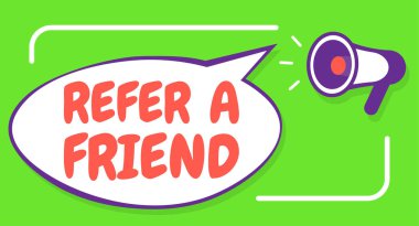 Bir arkadaş, sadakat programı bakın. Hoparlörlü yeşil poster.