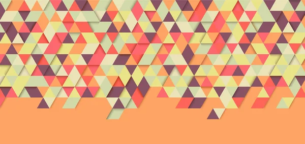 Banner laranja com padrão colorido abstrato de triângulos . — Vetor de Stock