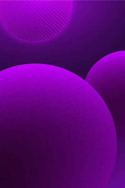 Fundo abstrato roxo com bolas 3d brilhantes . — Vetor de Stock
