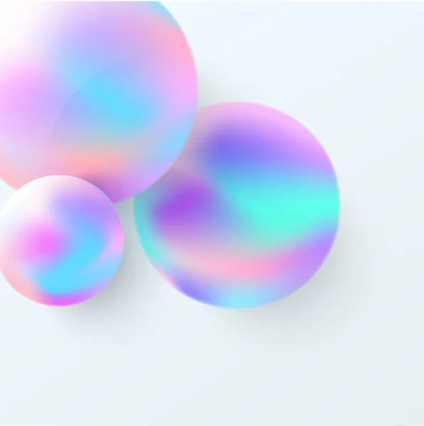 Fond abstrait blanc avec des boules 3D couleur spectre brillant . — Image vectorielle