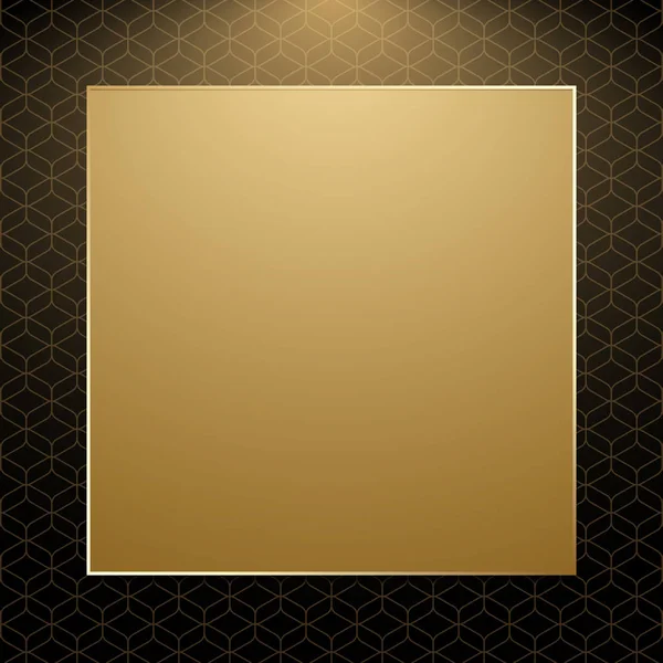 Vector background with gold frame and abstract geometric pattern — Stock Vector