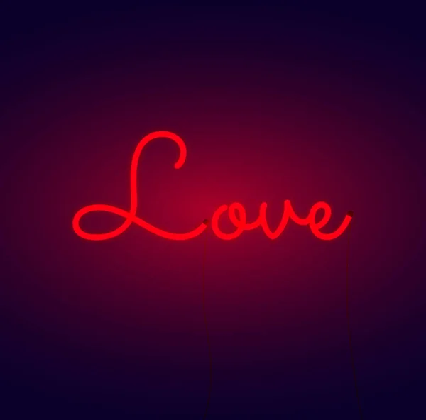 Love red neon inscription for St. Valentine's Day design. — Stock Vector