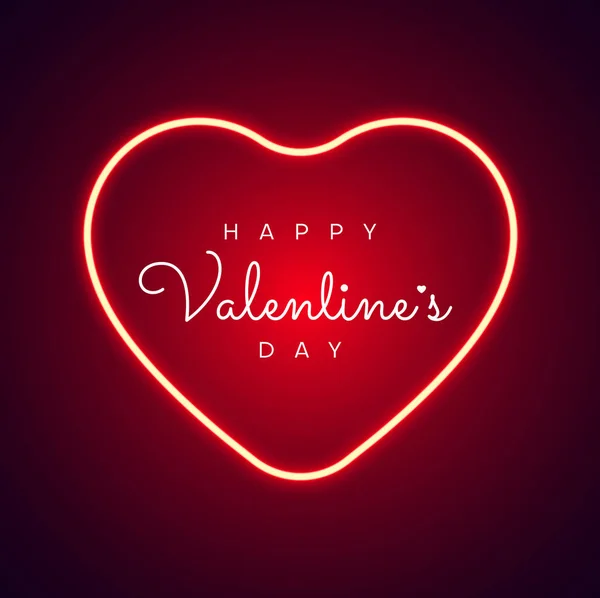 Happy st. valentine 's day rote Grußkarte mit neon heart. — Stockvektor