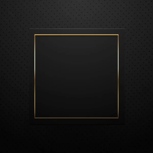 Black paper background with gold square frame. — Stock Vector