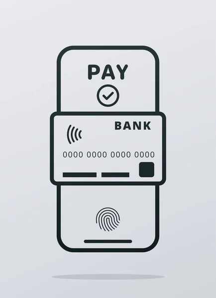 Mobiles Portemonnaie und drahtloses Bezahlen mit Smartphone — Stockvektor