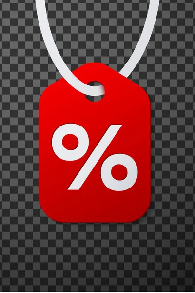 Satılık veya di için beyaz yüzde işareti ile kırmızı izole fiyat etiketi — Stok Vektör