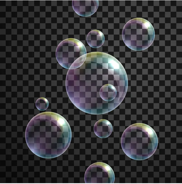 Şeffaf arka planda izole edilmiş gerçekçi hava kabarcıkları.