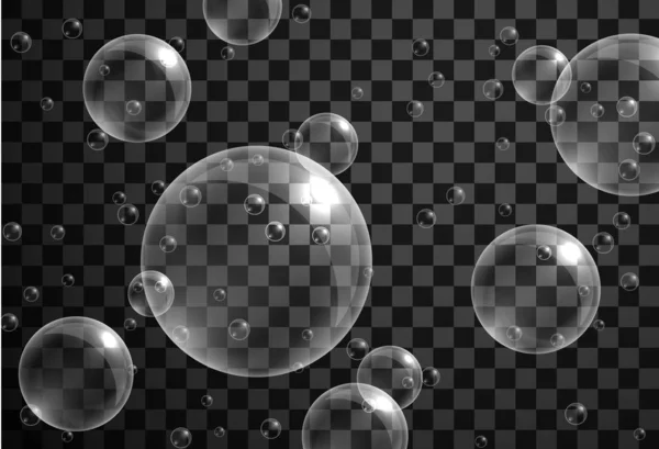 Прозорий фон з реалістичними повітряними бульбашками . — стоковий вектор