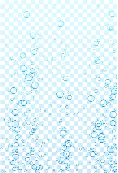 Голубой прозрачный фон воды с реалистичными пузырями или каплями — стоковый вектор
