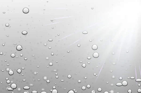 Фон серой воды с солнечным светом и реалистичными пузырями или барабанами — стоковый вектор