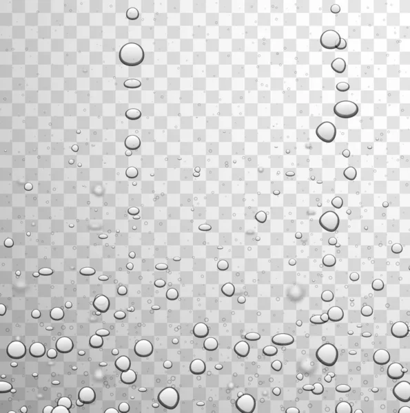 Transparenter Wasserhintergrund mit realistischen Blasen oder Tropfen. — Stockvektor