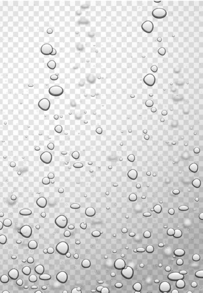 Transparante water achtergrond met realistische bubbels of druppels. — Stockvector