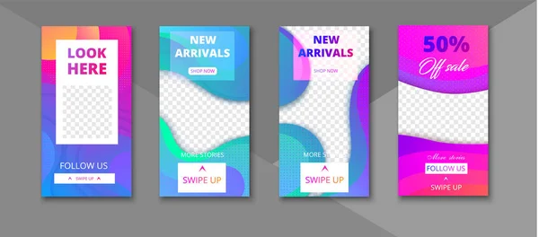 Plantillas transparentes de historias de instagram editable. Socias coloridas — Archivo Imágenes Vectoriales