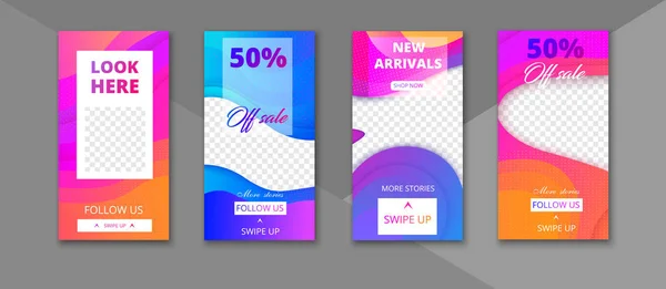 Plantillas transparentes de historias de instagram editable. Socias coloridas — Archivo Imágenes Vectoriales