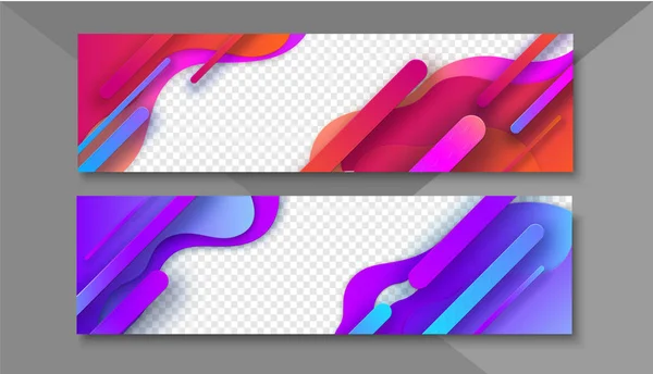 Reihe abstrakter, farbenfroher Banner mit geometrischem Muster und Tran — Stockvektor