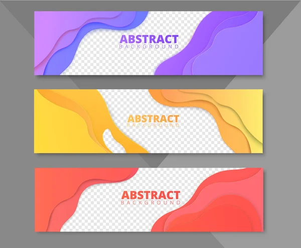 Reihe abstrakter, farbenfroher Banner mit geometrischem Muster. — Stockvektor