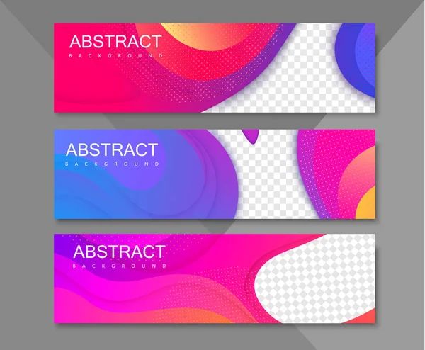 Reihe abstrakter, farbenfroher Banner mit geometrischem Muster. — Stockvektor