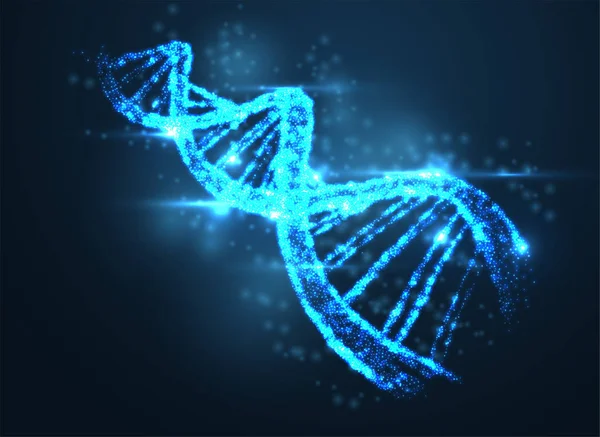 Abstraktes, leuchtendes dna-Molekül, Neon-Helix auf blauem Hintergrund. Ich bin — Stockvektor