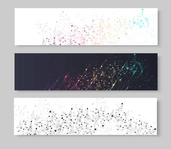 Set of abstract banners with colorful network pattern. — Stock Vector