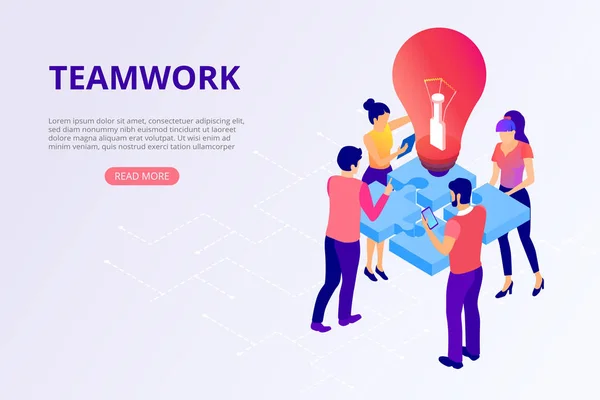 Teamwork, affärssamarbete. Människor arbetar tillsammans, lösa problem — Stock vektor