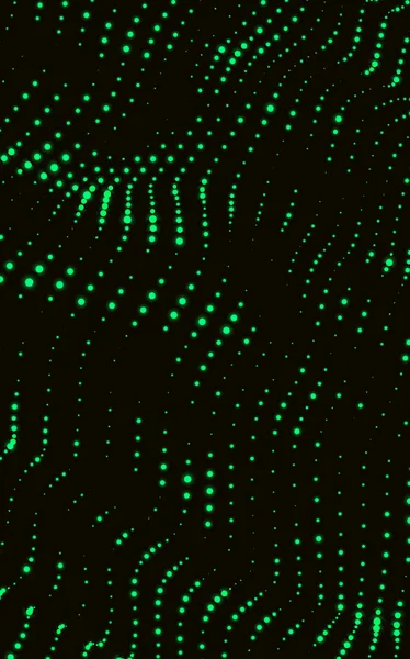Fekete absztrakt háttér, zöld pontozott digitális mintával. — Stock Vector