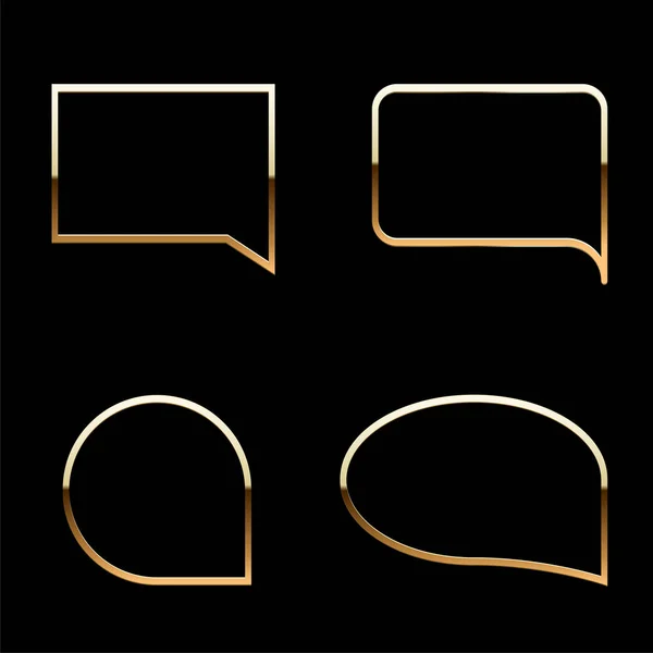 Réplica dorada o plantillas de silueta de burbujas de voz en negro b — Vector de stock