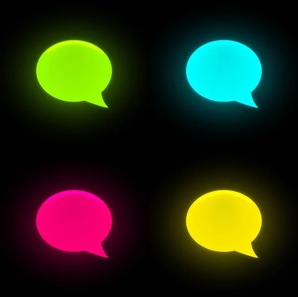 Set of colorful neon replica or speech bubble templates isolated — Stock Vector