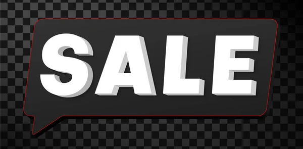 White sale 3d promo sign with black speech bubble isolated on tr — Stok Vektör