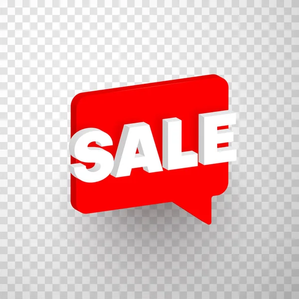 White sale 3d promo sign with red speech bubble isolated on tran — Stok Vektör