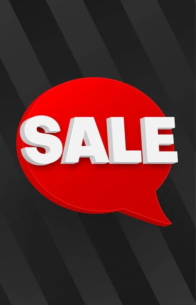 Black sale promo poster with red 3d speech bubble. — Stock Vector