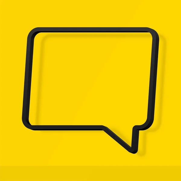 Réplica de negro o la burbuja del habla 3d plantilla aislada en amarillo ba — Vector de stock
