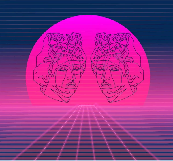 Lila és rózsaszín spektrum háttér karakterekkel, vaporwave s Jogdíjmentes Stock Illusztrációk