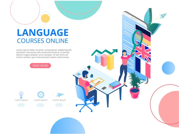 Dil kursları online. sm ile arka plan veya ana sayfa şablonu Telifsiz Stok Vektörler