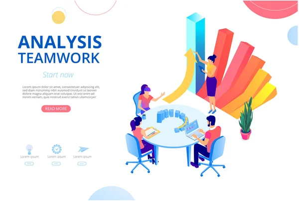 Analyse, travail d'équipe, coopération commerciale. Accueil avec des personnes w Graphismes Vectoriels