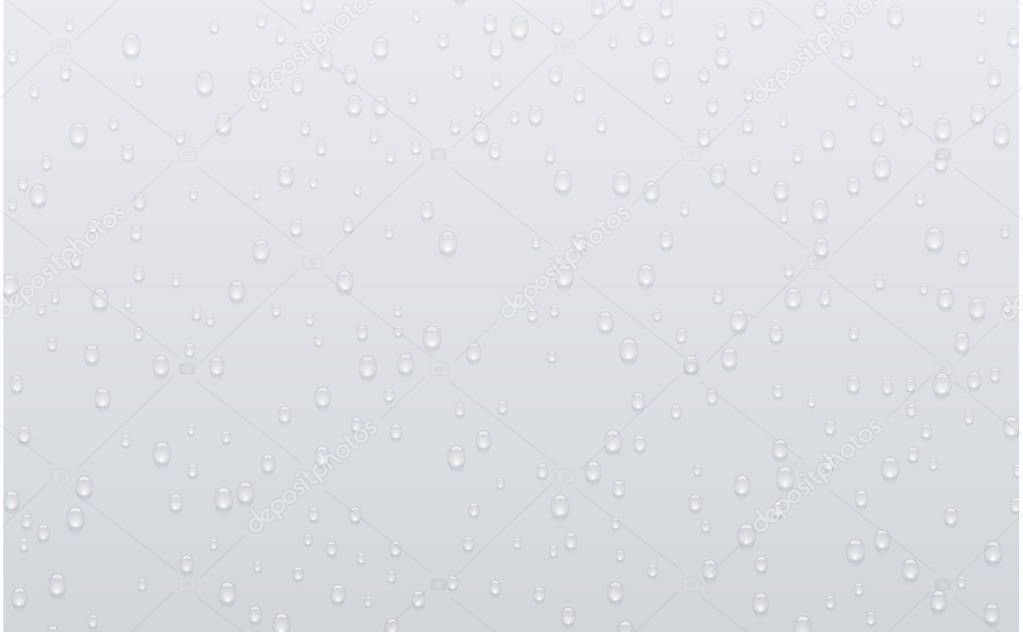 Grey background with realistic water or dew drops.