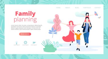 Aile planlaması. Çocuklu insanlar hafta sonunu birlikte geçirirler, plan le